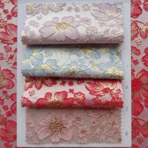 Woven Metallic Gold Thread Floral Jacquard Fabric for Kids Wear Women’s Dress Shoes and Bags