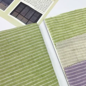 Woven Organic Pure Linen Stripe Fabric Eco-Friendly Yarn Dyed Fabric with Soft Washed 100 Linen Fabric