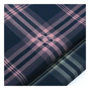 Wrinkle Resistant Bamboo Stretch Twill Yarn Dyed Check Jacquard Fabric for Men’s Shirts