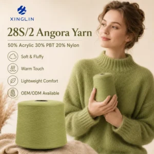 Xinglin Factory 28S 2 Angora Yarn 50% Acrylic 28%PBT 20% Nylon Dyed Luxury High Quality Winter Knitting Machine