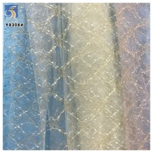 YX306 Ready made Gold and Silver Yarn Jacquard Mesh Fabric for Lace Decoration