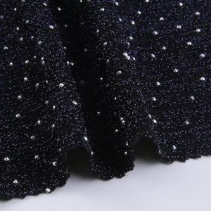 Yarn Dyed Knitted Trendy Sparkle Aluminium Metal Crystal Rhinestone Metallic Jacquard Fabric for Women