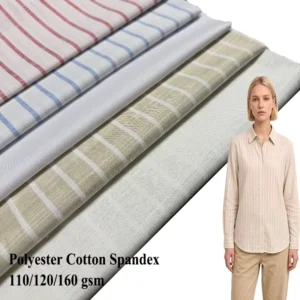 Yarn Dyed Stripes Twill Stretch Breathable Lightweight Woven Fabric Cotton Polyester Spandex Blend Wrinkle Resistant for Shirts