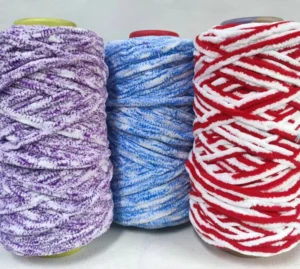 Yarn Manufacturer Eco Friendly Recyclable Polyester Blended Yarn Dyed OE Technics 3-20S Count 192F Chunky Chenille Velvet