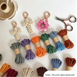 factory 5mm 5m Premium Polyester Core Spun Paracord Hand Knitting Macrame Cord for DIY Phone Lanyard